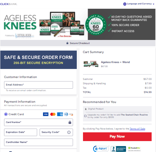 Ageless-Knees-System-Checkout-Page